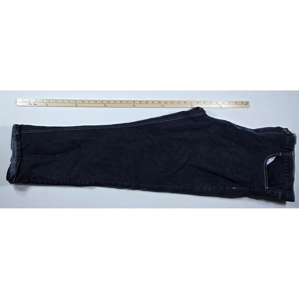 Qruel Jeans Company Mens 46 Dark Wash Straight Leg Contrast Stitch Denim Jeans